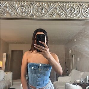 SHEIN Light Blue Denim Top